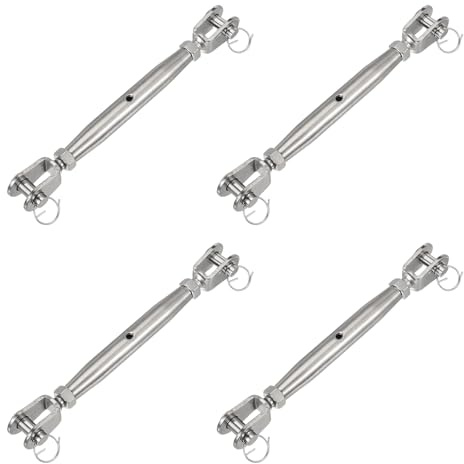 QUARKZMAN 4 Stück M16(5/8) Geschlossene Körper Backe Und Backe Spannschrauben Drahtseilspannung, Edelstahl Verstellbarer Kabelspanner Für Sonnensegel, 5300Lbs Arbeitslastgrenze