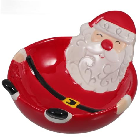 ROMISBABA Cuenco De Papá Noel Tazón De Cerámica Navideño Tazón para Dulces Ensaladera Cerámica