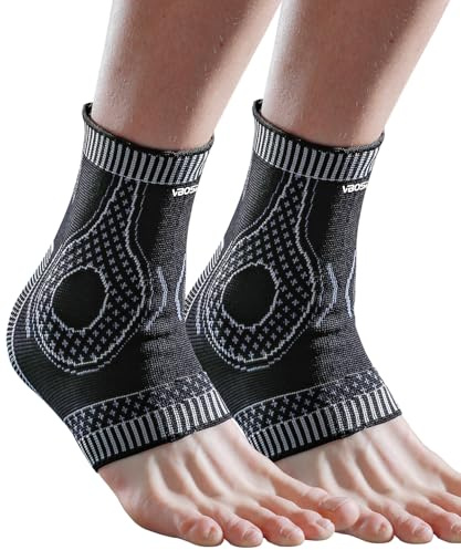 2 Stück Knöchelbandage Sprunggelenkbandage Kompressionssocken Damen/Männer, Bandage Fußgelenk & Orthopädische Fußbandage für Plantarfasziitis & Achillessehne, Universal Rechts/Links (2x Schwarz, XL)