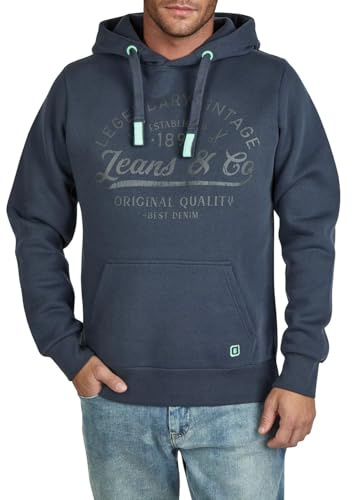 riverso Hoodie herr regular fit RIVArmin huvtröja tröja tryck beige grön grå blå marinblå svart S M L XL XXL 3XL 4XL 5XL, Navy-antracit grå dykning turkos, L
