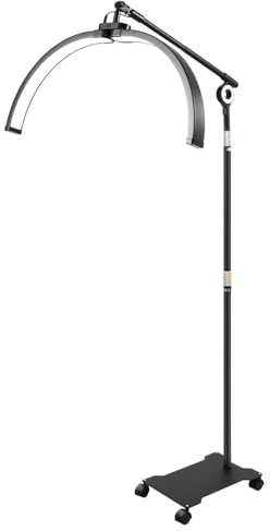 FROPIJ Halbmond Lampe Stehend & Halbmondlicht Led mit Rollen, Halbmondlampe Farbtemperatur & Helligkeit Verstellbar mit Fernbedienung & Telefonständer, Bodenlampe für Nagelstudio (40W, 28-Zoll)