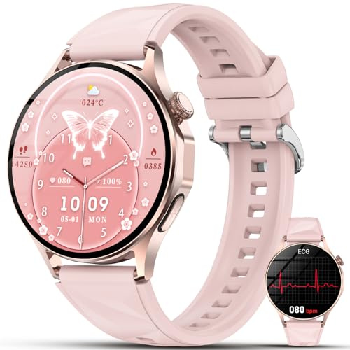 2026 Nuovo Smartwatch Donna con ECG/HRV/Pressione Sanguigna/Acido Urico | 1.32 AMOLED Orologio Fitness con Cardiofrequenzimetro/Sonno/BMI/Emozioni/SOS/Emozioni/Chiamate/Ciclo Mestruale, iOS/Android