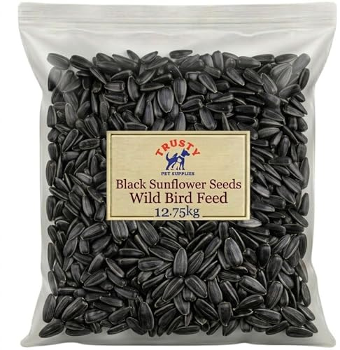 Black Sunflower Seeds for Birds 12.75kg | Bird Seed & Wild Bird Seed | Bird Seeds for Small Garden Birds | Gold Standard Wild Bird Food | Black Oil Sunflower Seeds | By Trusty Pet Supplies