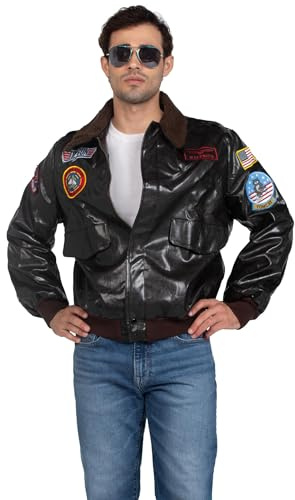 Leg Avenue Mens Licensed Top Gun Bomber Jacket, SMALL, Brown
