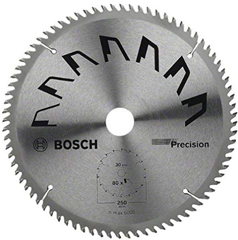 Bosch 1x Kreissägeblatt Precison (Sägeblatt für Holz, Ø 250 x 3.2/2.2 x 30 mm, 80 Zähne, ATB, Zubehör Kreissäge)