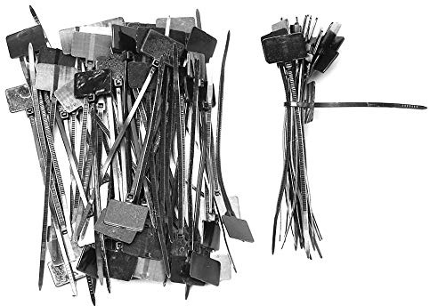 Kabelbinder 110mm beschriftbar mit Beschriftungsfeld 11cm 100 Stück (Schwarz)