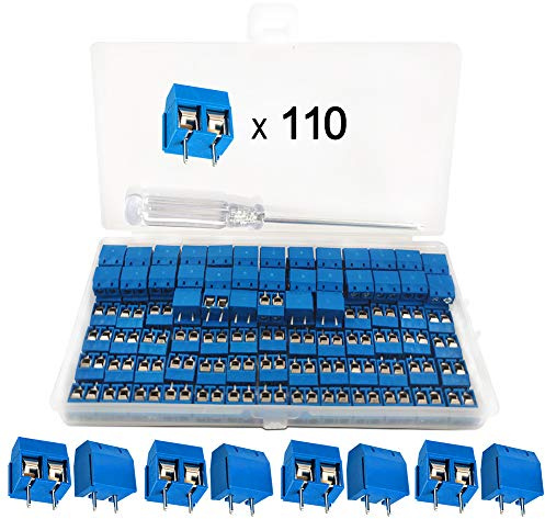 YIXISI 110 Stücke 5mm 2 Pin PCB Mount Screw Terminal Block, Schraubklemme Steckverbinder, für Arduino