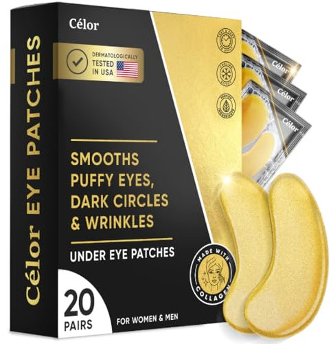 Parches para debajo de los ojos (20 pares) – Parches para ojos hinchados y ojeras – Máscara debajo de los ojos para belleza y cuidado personal – Máscara debajo de los ojos aminoácidos y colágeno para