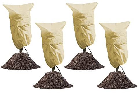 LINSOCLE 4PCS Funda para Plantas, 100 x 80 CM Plantas Cubierta Protección Invierno, Cubre Plantas Invierno con Cordón, Se Utiliza para la Protección de Plantas contra el Frío/Viento/Nieve