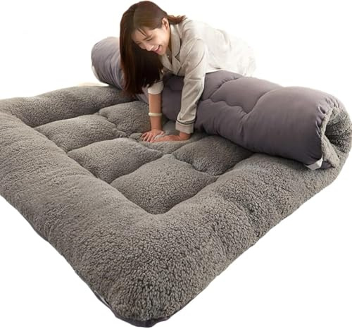 Mattresses Thicken Floor Mattress Soft Folding Portable Mattress Double Single Japanese Futons, Japanese Tatami Roll Mat Foldable Queen Mattress,Gray-180 * 200cm 200*220 90*200 (90*200cm)