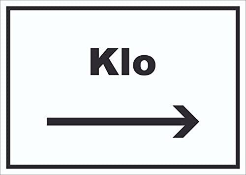 HB-Druck Klo Schild mit Text und Richtungspfeil rechts WC Toilette waagerecht A0 Rückseite selbstklebend