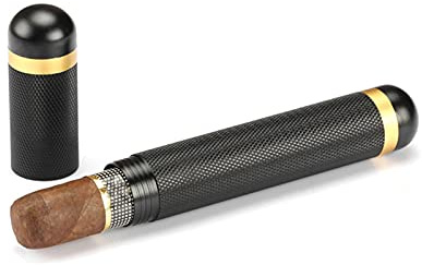 Zerodis Étui à Cigares, Tube Hydratant pour Cigares en Métal Léger et Portable de 180 Mm Porte-cigares élégants Tube de Cigare Simple en Acier Inoxydable de Voyage