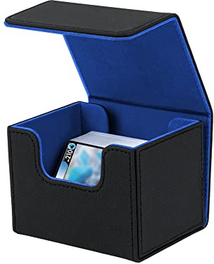 Mcbazel Deck-Box für MTG-Karten, Kartendeck-Box passend für 100+ einhüllige Karten, Kartendeck-Halter für TCG-Karten, PU-Leder-Deck-Box, Aufbewahrungskoffer, schwarz und blau