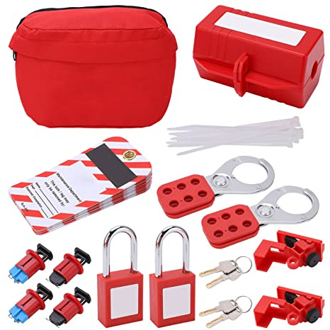 Verrouillage de Disjoncteur Verrouillage D'étiquetage Électricité Chimique Cadenas de sécurité Kit D'articles Essentiels Mousqueton de sécurité Ensemble D'étiquettes