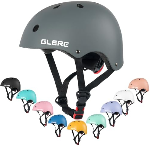 Glerc Warrior Kids Bike Helmet, Adjustable Toddler Helmet for Age 3 4 5 6 7 8 9 Years Boys Girls, Sport Helmet for Skateboard Scooter Skating Skiing Climbing & Lightweight, S Size Gray