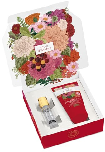 Helan, Rosso d'Ambra – Damenduft 10 ml + Handcreme für Nägel 50 ml, Geschenkbox für Damen mit Eau de Parfum süß fruchtig + Feuchtigkeitscreme mit Vitamin C und Süßmandelöl, Geschenkideen für Damen