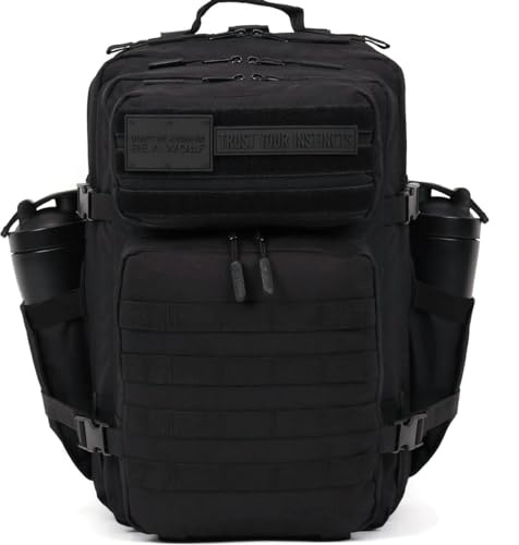 WOLFpak 45L Tactical Gym Backpack (Nightshade Edition) Durable 1000D Waterproof Oxford Material with MOLLE Webbing, Laptop Pocket & Dual Cup Holders, Durable Fitness/Travel/Military Daypack
