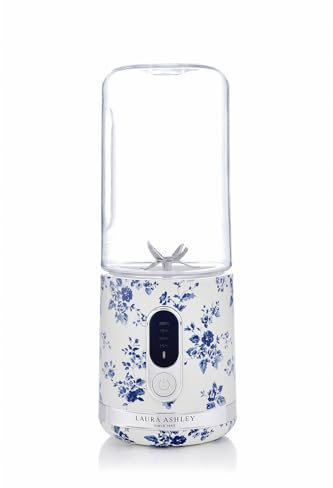 Laura Ashley China Rose Portable Smoothie Blender by VQ. Compact, Powerful & Easy to use USB Rechargeable Mini Blender with 450 mL Bottle. Portable Blender Smoothie Maker for Kitchen/Gym/Travel/Office