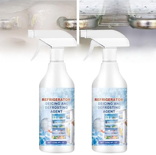 Defrosting Spray for Fridge Freezer, 120ml Refrigerator Defrosting Deicer Spray, Freezer Defrosting and Deicing Spray For Refrigerator And Freezer, Fast Defrost Removal (2, 120ML/Pcs)