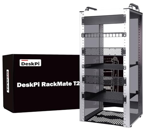 GeeekPi DeskPi RackMate T2, 10 12U Server Cabinet 260mm Deep Mini Rack with Rack Shelf, Blank Panel & Patch Panel, for 10 OV, NAS & Server Equipment (Silver)
