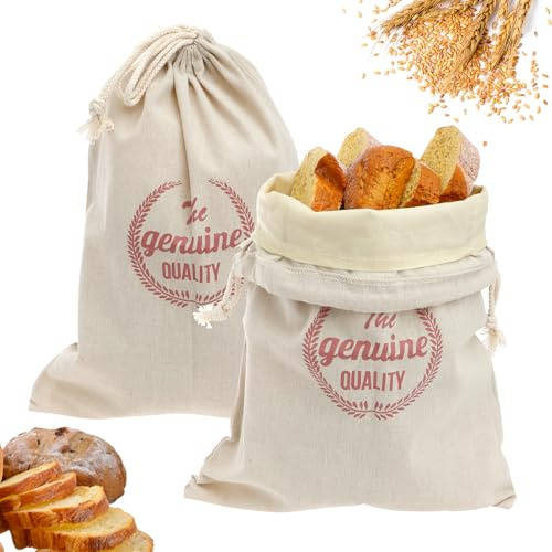 2 Pcs Beeswax Bread Bags for Homemade Bread Sourdough & Fresh Bread Reusable Linen Breads Storage Bags Portable Food Storage Bag for Home Picnic Traveling Daily Use 40x30 cm