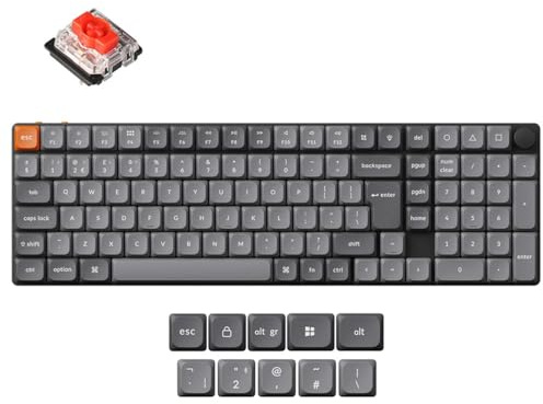 Keychron K17 Max Custom Mechanical Keyboard, Programmable Knob Ultra-Slim 96% Layout, Bluetooth/2.4 GHz/Wired with RGB Backlight Low-Profile Gateron Red Switch for Mac Windows Linux - UK ISO Layout