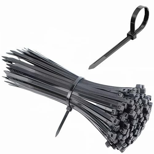Black Cable Ties, 100mm x 3.6mm, Pack of 500, 4 Tie Wraps - Self Locking Small Nylon Zip Ties for Home Office Garage and Workshop (100mm*3.6mm-500Pack)