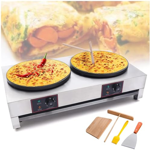 GYKOZY Crêpière électrique de 40 cm, Machine à crêpes Commerciale, plaques de Cuisson antiadhésives, Plaque chauffante en Acier Inoxydable à contrôle de température réglable (2)
