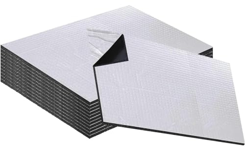 12 Pezzi Tappetini Isolanti Per Auto, Insonorizzazione Auto Dynamat, Pannello Isolante Termico, Fonoassorbente Butilico, Può Essere Tagliato Liberamente, Impermeabile, Ignifugo, Argento