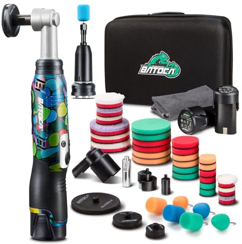 BATOCA S6 Mini Polermaskin Trådlös,DA&RO Buffert för Bildetaljer,Motorcykel | Bottenplatta 25mm/50mm/75mm,1000-5000RPM/4200-21000RPM,12V Batteri Bil polermaskin,Slipmaskin,Lackvård Båt
