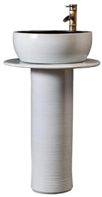 Piédestal peu encombrant Lavabo sur pied en céramique avec robinet et bonde