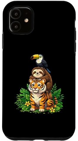Carcasa para iPhone 11 Ilustración de la Vida Silvestre de la Pila de Animales de