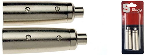 Stagg 16086 Adapter (Blister, XLR Stecker-auf-Cinch Buchse, 2x Stück) matt/verchromt