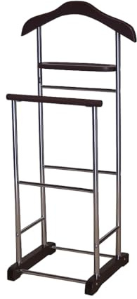 Proman Products Twin Valet with Wooden Hanger Tray & Trouser Bar, Walnut