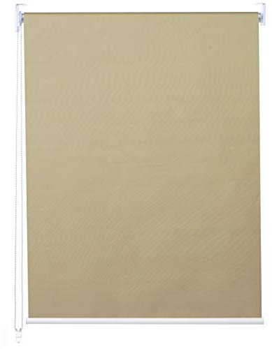 Rollo HWC-D52, Fensterrollo Seitenzugrollo Jalousie, 90x160cm Sonnenschutz Verdunkelung Blickdicht - beige