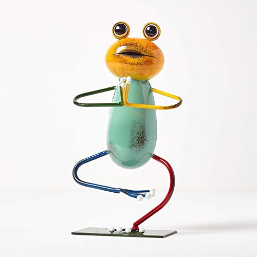 Homescapes - Figura decorativa de metal para jardín, diseño de rana pintada a mano, para interior y exterior, para jardín, estanque y balcón, multicolor, aprox. 30 cm de alto