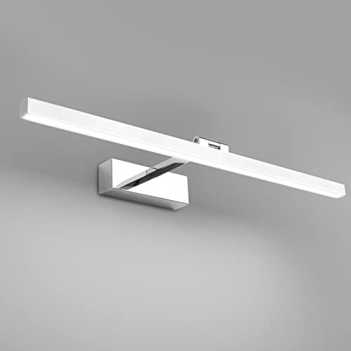 Klighten Luce Specchio Bagno Led 60cm Girevole di 180°, 18W 1170 Lumen, Impermeabile IP44 Lampada da Specchio Bagno, Applique Bagno Specchio Moderno, Bianco Freddo 5500K, Cromo
