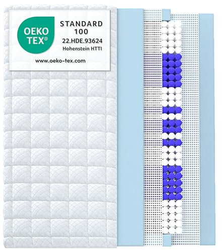 Matratzen Perfekt 9-Zonen Taschenfederkern Hamburg Deluxe 100 x 200 cm Härtegrad H2 Höhe 23 cm hoher Punktelastizität waschbarer Bezug (60°C)