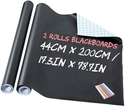EVBEA Tafelfolie Selbstklebend Kreidetafel 44 cm x 200 cm Selbstklebende Schreiben Zeichnen Malen Akzente setzen mit Kreide Inneneinrichtung DiY Deko Präsentation