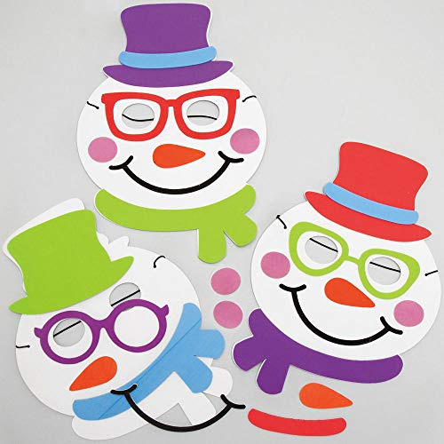 Baker Ross AX528 Schneemann-Masken, Kostüm-Kits für Kinder, 4 Stück, Schaumstoff-Kunst- und Bastelaktivitäten für die festliche Jahreszeit
