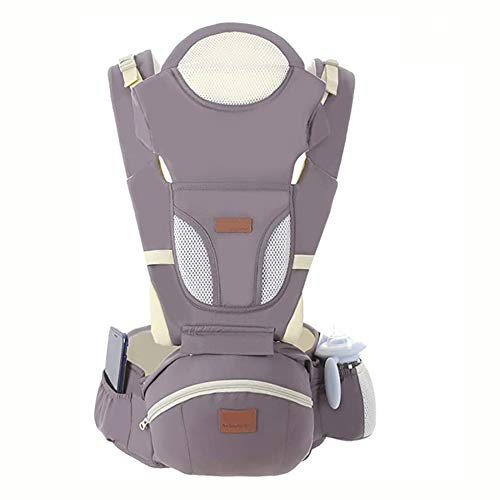 WONOOS Babytrage, Abnehmbarer Sitz Babytrage, Verstellbare Babytrage Vorne Und Rucksack, Leicht Und Atmungsaktiv Für Babys Zwischen 3 Und 48 Monaten,Grau