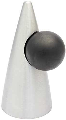 WAGNER Bodentürstopper PEAK - Durchmesser Ø 44 x 92 mm, Zinkdruckguss in Edelstahl-Optik, Soft-Anschlag aus thermoplastischem Kautschuk, schwarz, zum Schrauben inklusive Montagematerial - 15516000