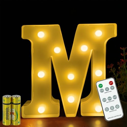 Buchstaben Lichter HONPHIER® Buchstabe Lampe Fernbedienung Alphabet Lampe LED Brief Beleuchtung Buchstabe Licht Beleuchtete Buchstaben Nachtlichter Dekoration für Geburtstag Party Hochzeit (M)