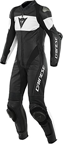 Dainese Imatra 1-Teiler Perforierte Damen Motorrad Lederkombi (Black/White,50)