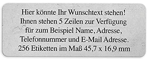 Adress-Aufkleber | PERSONALISIERT | 256 Stück | kleine Etiketten mit Wunsch-Text - Fotomotiv Farbe Grau Wand | für Namen und Adressen