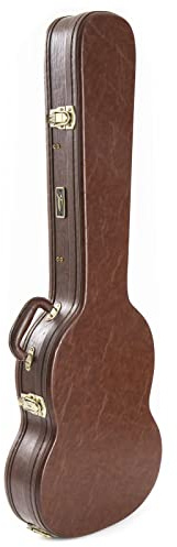 Fame E-Gitarren Koffer Vintage Double Cut, Brauner Tolex, Roter Plüsch, Zubehörfach, Abschließbar, Wetterfest, Polsterung, Geeignet für sicheren Transport