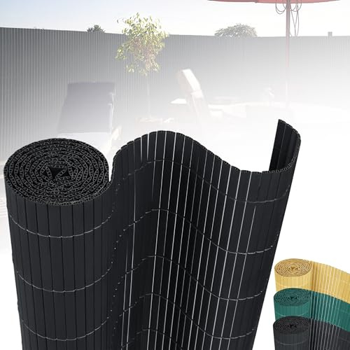 LZQ PVC Sichtschutzmatte Sichtschutzzaun Anthrazit, UV-beständig und Wetterfest Sichtschutz Verstärkt Privatsphäre für Balkon Garten Terrasse, mit Kabelbindern, 90 x 300cm (Höhe x Länge)