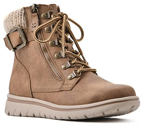 CLIFFS BY WHITE MOUNTAIN Women's Hearty Boot, Tan/Fabric/Sweater, 10 W