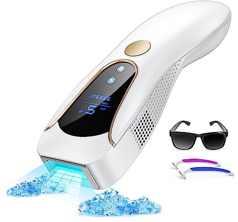 IPL Laser Hair Removal Device with Cooling System, Upgraded 3 Functions Hair Removal Device, 9 Energy Levels, 999,900 Flashes, Painless Hair Removal Device for Women Men Bikini Line Armpits
