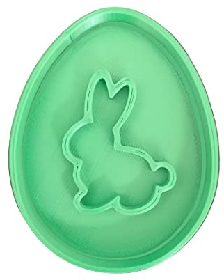 The Cookie Cutter Hub 8cm Easter Egg with Bunny Cookie Cutter and Matching Embosser for Cookies Biscuits Clay Baking Decoration